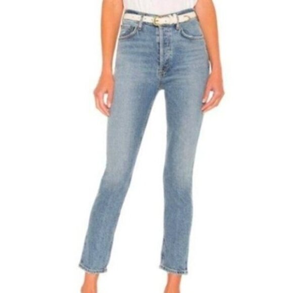 Agolde Jeans High Rise Slim Fit Button Fly Ankle Length Light Wash Denim 26 - Picture 1 of 13